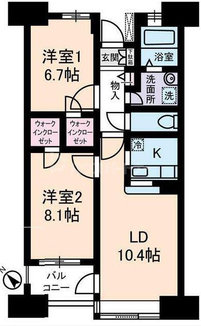 ヴェルポワール東葛西(2LDK/8階)の間取り写真