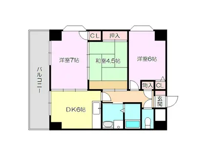 ウノ・ディアマンテ(3DK/4階)の間取り写真