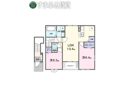 ピエール レザン(2LDK/2階)の間取り写真