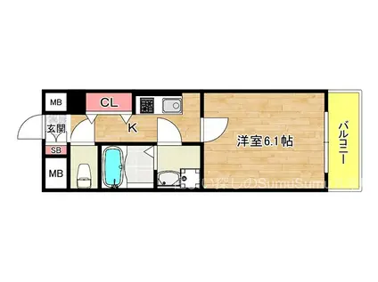 カノアシア(1K/8階)の間取り写真