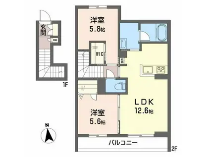 スマイリング桜田A(2LDK/2階)の間取り写真