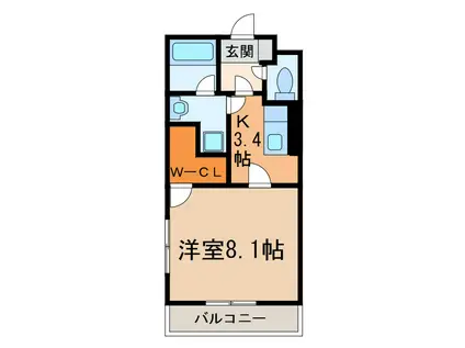 シルエラ(1K/1階)の間取り写真