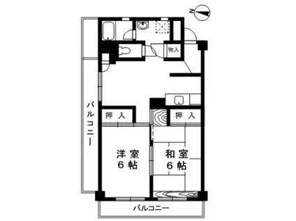 山本興産ビル(2DK/3階)の間取り写真