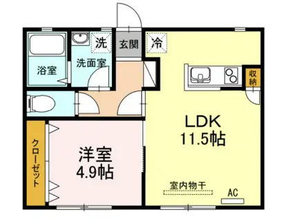 SDハイツ(1LDK/1階)の間取り写真