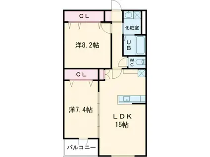 FACE MANSION(2LDK/1階)の間取り写真