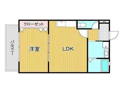 トレゾア湯川新町 A棟(1LDK/2階)の間取り写真