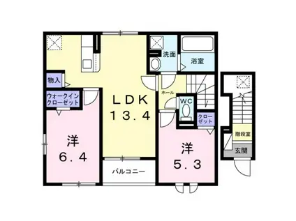 可部5丁目アパート(2LDK/2階)の間取り写真