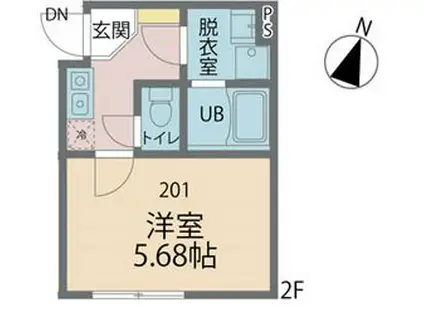 カインドネス赤羽(1K/2階)の間取り写真