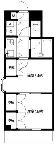 JR山手線 田端駅 徒歩5分 6階建 築39年(2K/4階)の間取り写真