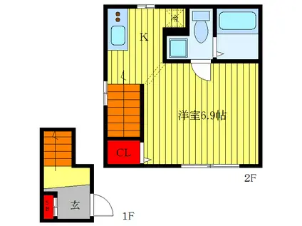 パーク ビューノ(1K/2階)の間取り写真