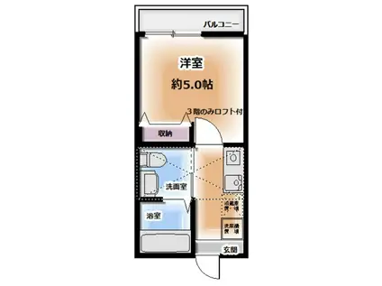 TSURUMI BASE(1K/3階)の間取り写真