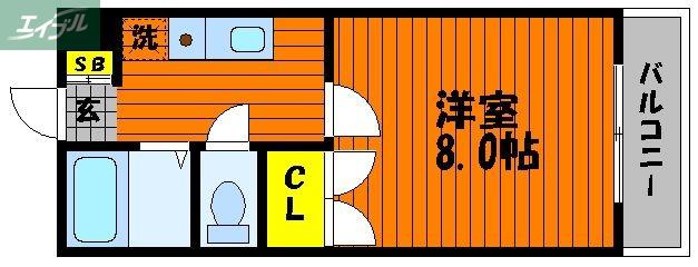 ベンハウス大元(1K/2階)の間取り写真
