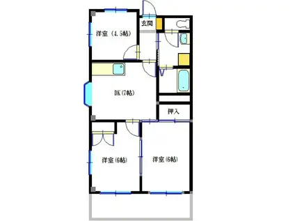 サンコート中里台パートV(3DK/3階)の間取り写真