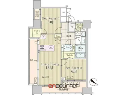 グランパレス東京八重洲アベニュー(2LDK/8階)の間取り写真