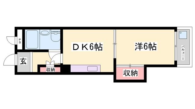 土山中村コーポI(1DK/1階)の間取り写真