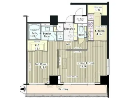 グランドゥール代々木大山(1LDK/10階)の間取り写真