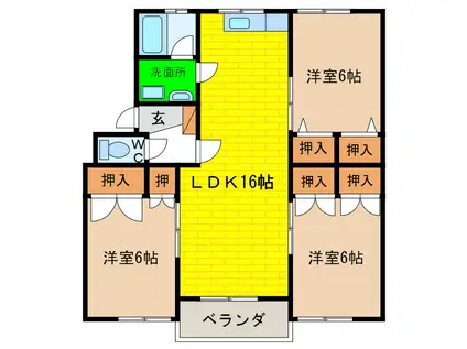 グランドール濱口(3LDK/2階)の間取り写真