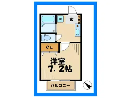 モトシエスタ(1K/2階)の間取り写真