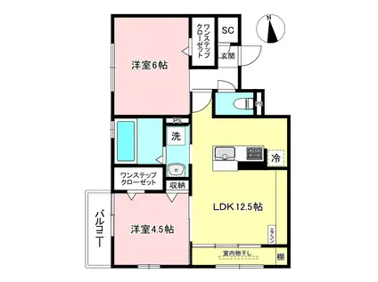 ル・ボア(2LDK/2階)の間取り写真