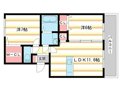 メゾン エスポワール(2LDK/1階)の間取り写真