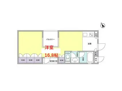 カーサポルトーネ(ワンルーム/3階)の間取り写真