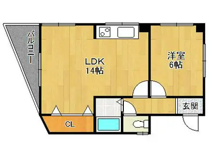 ハイツ後藤(1LDK/3階)の間取り写真