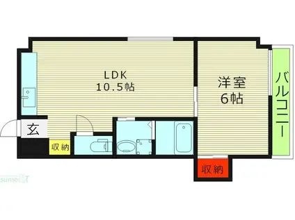 Mハイツ(1LDK/4階)の間取り写真