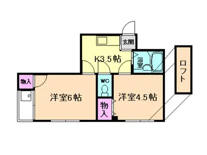 ヴァンベール桜(2K/2階)の間取り写真