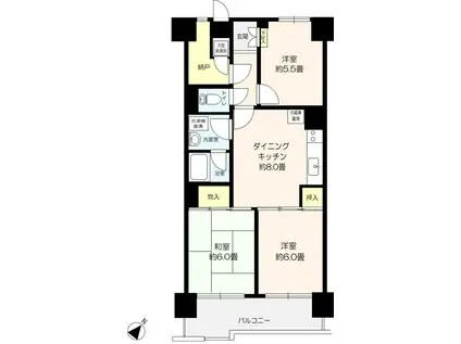 検見川ハイム(3DK/3階)の間取り写真