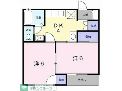 ウィステリアM&T(2DK/1階)の間取り写真