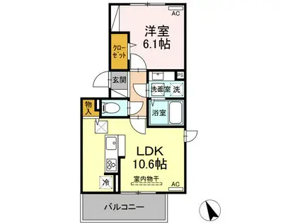 GLANZ.KI(1LDK/1階)の間取り写真