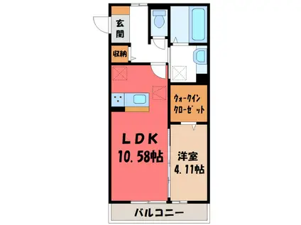 アルカディア(1LDK/2階)の間取り写真