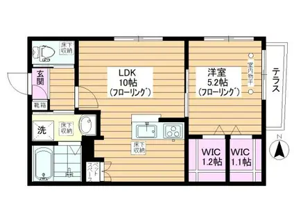 LAPLUMA小竹向原(1LDK/1階)の間取り写真