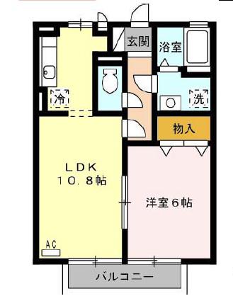 ソレイユ長沢I(1LDK/1階)の間取り写真