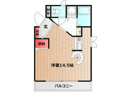 ベル・パティオ(ワンルーム/2階)の間取り写真