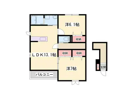 ライツ壱番館(2LDK/2階)の間取り写真