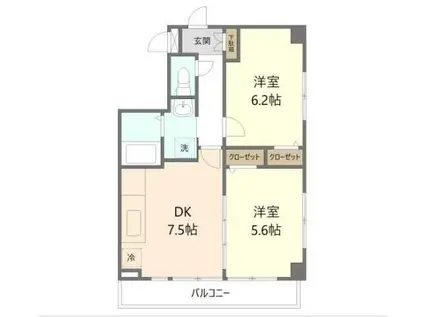 サンシャイン小岩(2DK/2階)の間取り写真