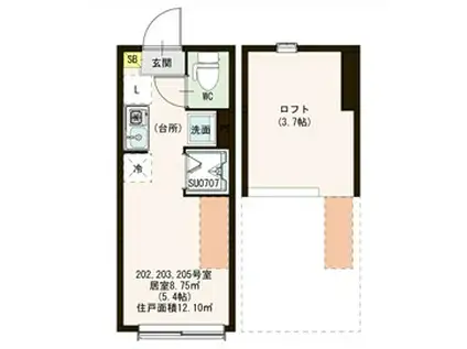 ルナモンターニュ赤羽(ワンルーム/2階)の間取り写真