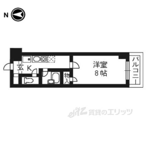 らくさいめぞん2(1K/6階)の間取り写真