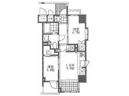 プライムアーバン池袋(2LDK/5階)の間取り写真