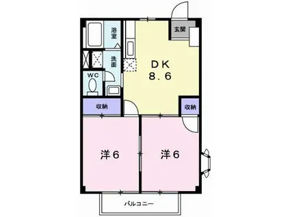 グリーンハイツ三木(2DK/2階)の間取り写真