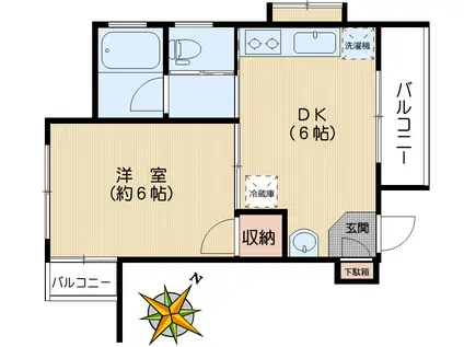 コーポグリーンヒル(1DK/3階)の間取り写真