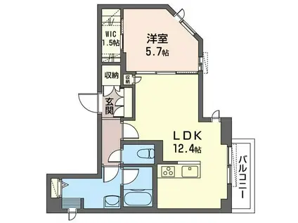 インディゴ チャハ海 SHAMAISON(1LDK/2階)の間取り写真