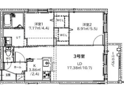 ブランシャールFEG-X桑園(2LDK/3階)の間取り写真