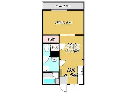 クラウンビル吉田(2DK/3階)の間取り写真