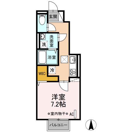 D-ROOM小倉寺 A(1K/1階)の間取り写真