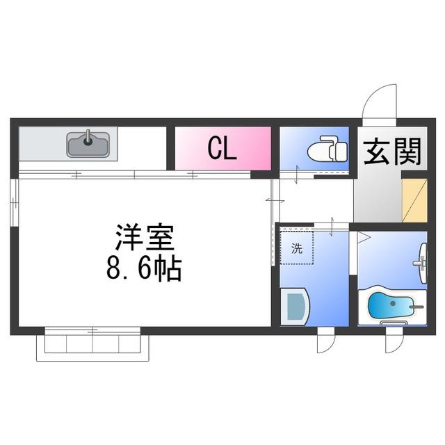 イマージュ黒田(ワンルーム/2階)の間取り写真