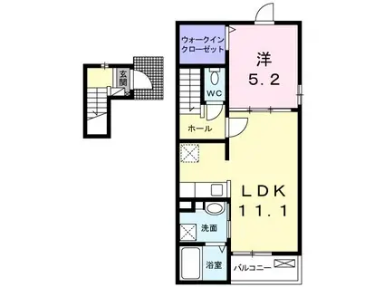 アグレアーブル B(1LDK/2階)の間取り写真