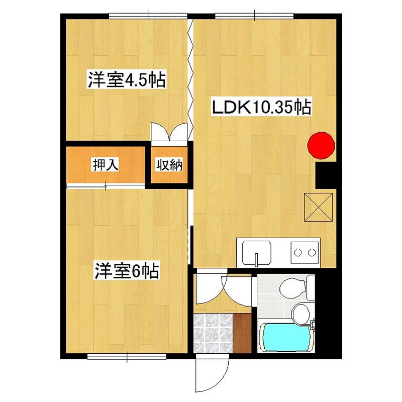 加藤マンション2(2LDK/1階)の間取り写真