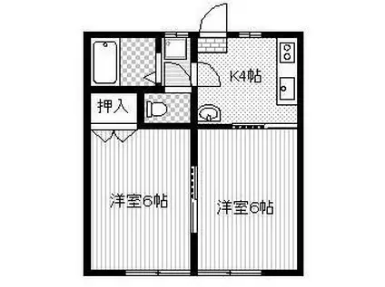 宮崎町2072-6 2K(2K/2階)の間取り写真